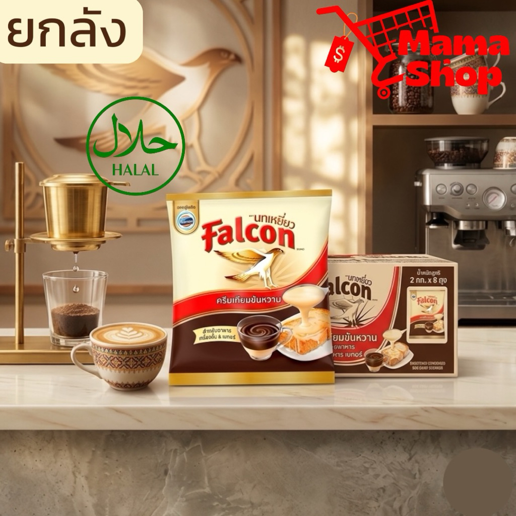 (ส่งไว) ข้นถุง2กิโล (ยกลัง) Falcon นกเหยี่ยว นมข้นหวาน 2กิโลกรัม 1ลัง8ถุง