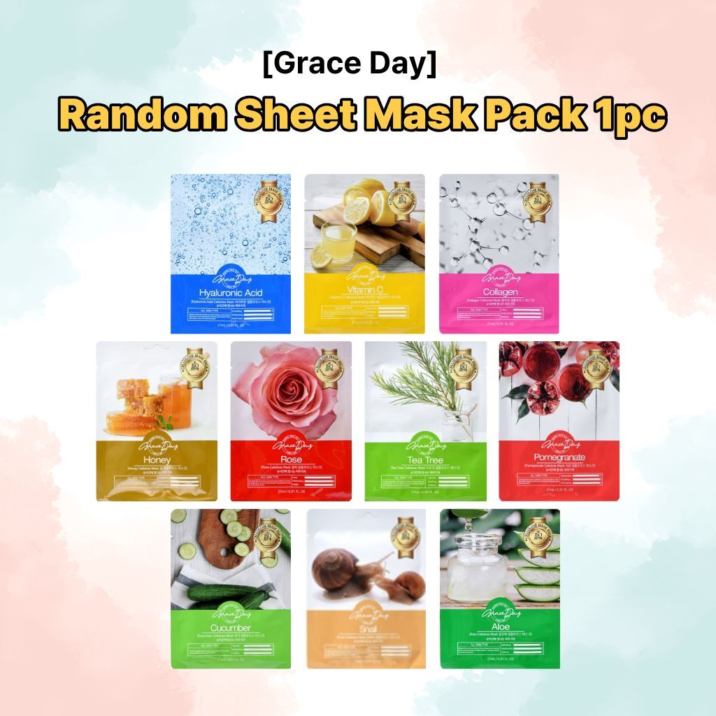 (Hot Item) Grace Day Random Sheet Mask Pack 1 ชิ้น K-Beauty Daily Facial Mask / Random Type / Moisturizing Care