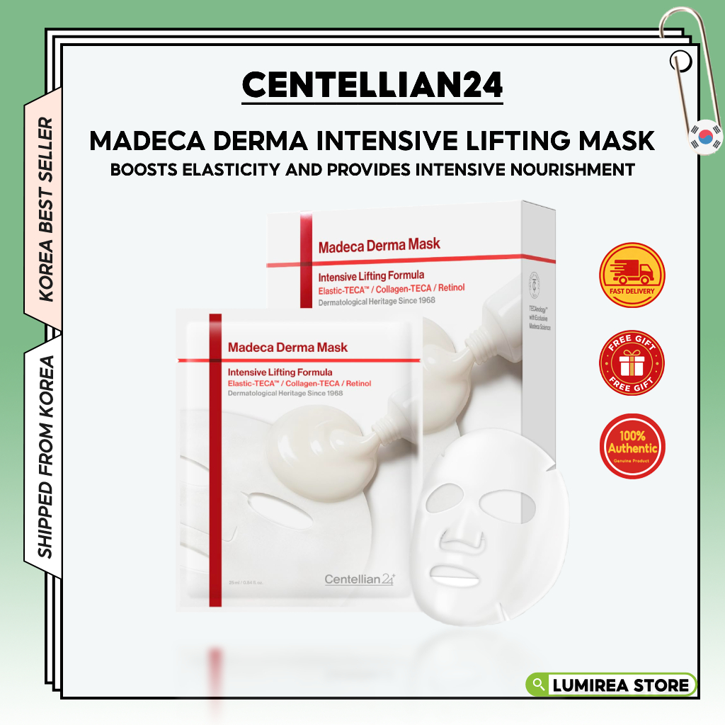 [CENTELLIAN24] Madeca Derma Face Mask (เข้มข้น, 10 ชิ้น) - มาส์กแผ่นผ้าฝ้ายผ่อนคลายสําหรับผิวแพ้ง่าย