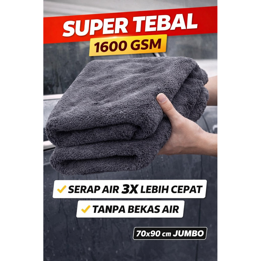 ผ้าไมโครไฟเบอร์จัมโบ้ 1600 GSM รายละเอียดหนาพิเศษพรีเมี่ยมรถรถจักรยานยนต์ผ้าขนหนูแห้ง Anti-Scratch ซ
