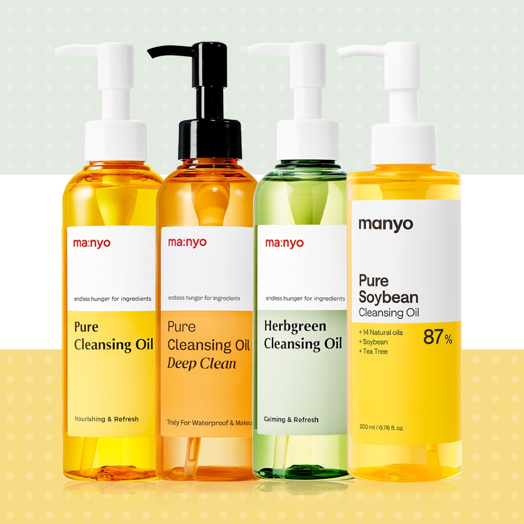 MANYO (ma:nyo) Pure / Herbgreen Cleansing Oil, Deep Clean - Low pH, Low Irritation, เหมาะสําหรับทุกสภาพผิว, รวมผิวแพ้ง่าย