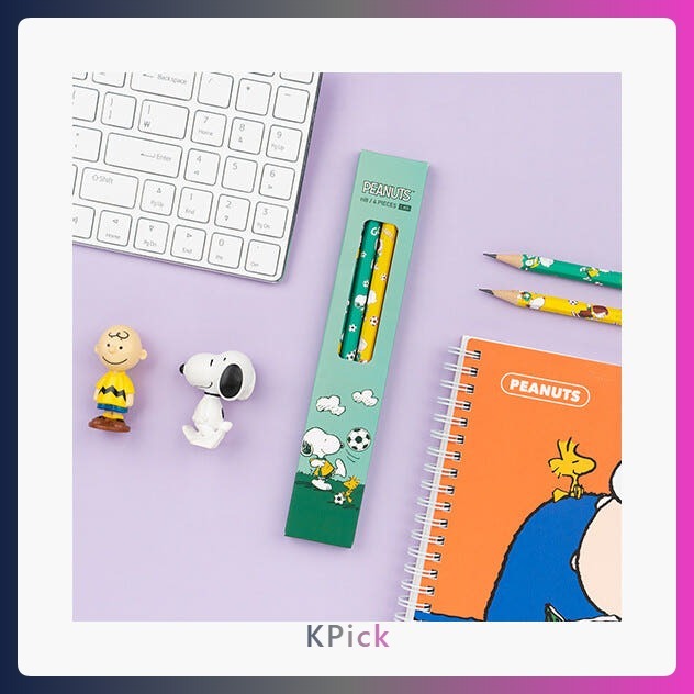 Aladin Goods Born to Read Design Pencil Set (4 ชิ้น) HB Peanuts Soccer Themed Writing & Drawing Penc