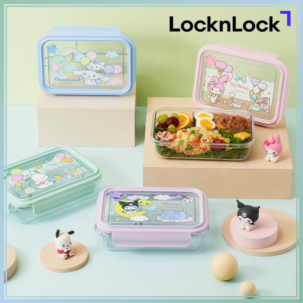 LocknLock Sanrio Character 3-Dived Clear Lunch Box 1000ml BPA Free Ecozen Bento Container