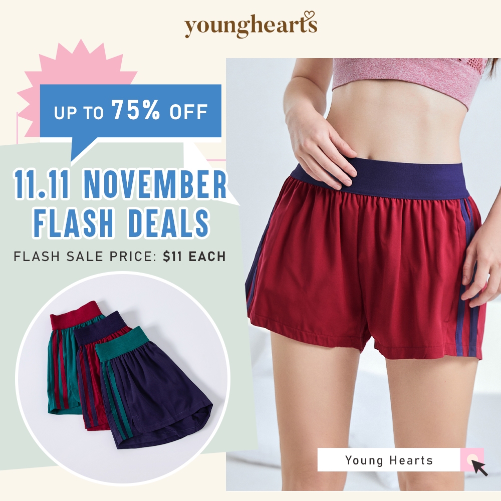 Young Hearts กางเกงขาสั้นเอวยางยืด Dark Sporty Y19-B00049 *Clearance Nov