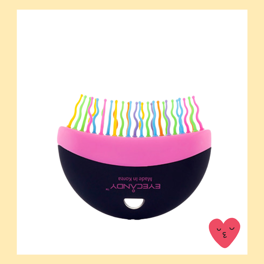 [EYECANDY] Rainbow Ban-Dal Half Moon Hair Brush  Compact Shine & Smooth Detangler [พร้อมส่ง]