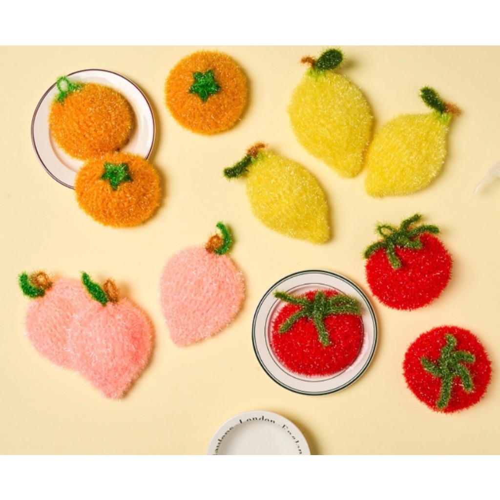 [ Modern House ] Bubble Pong Pong Hand-Knitted Fruit Scrubber ( 3 ชิ้น )