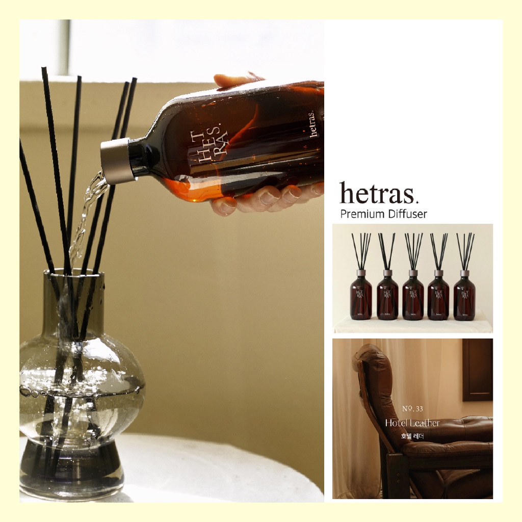 Hetras Premium Reed Diffuser – Hotel Leather / 500ml Luxe Aroma