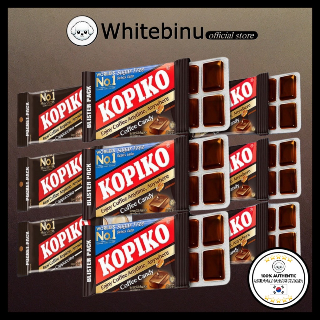 KOPIKO Coffee Candy Blister Pack 3 รสชาติ (ดั้งเดิม / ปราศจากน้ําตาล / คาปูชิโน่) | ของแท้เกาหลี100%