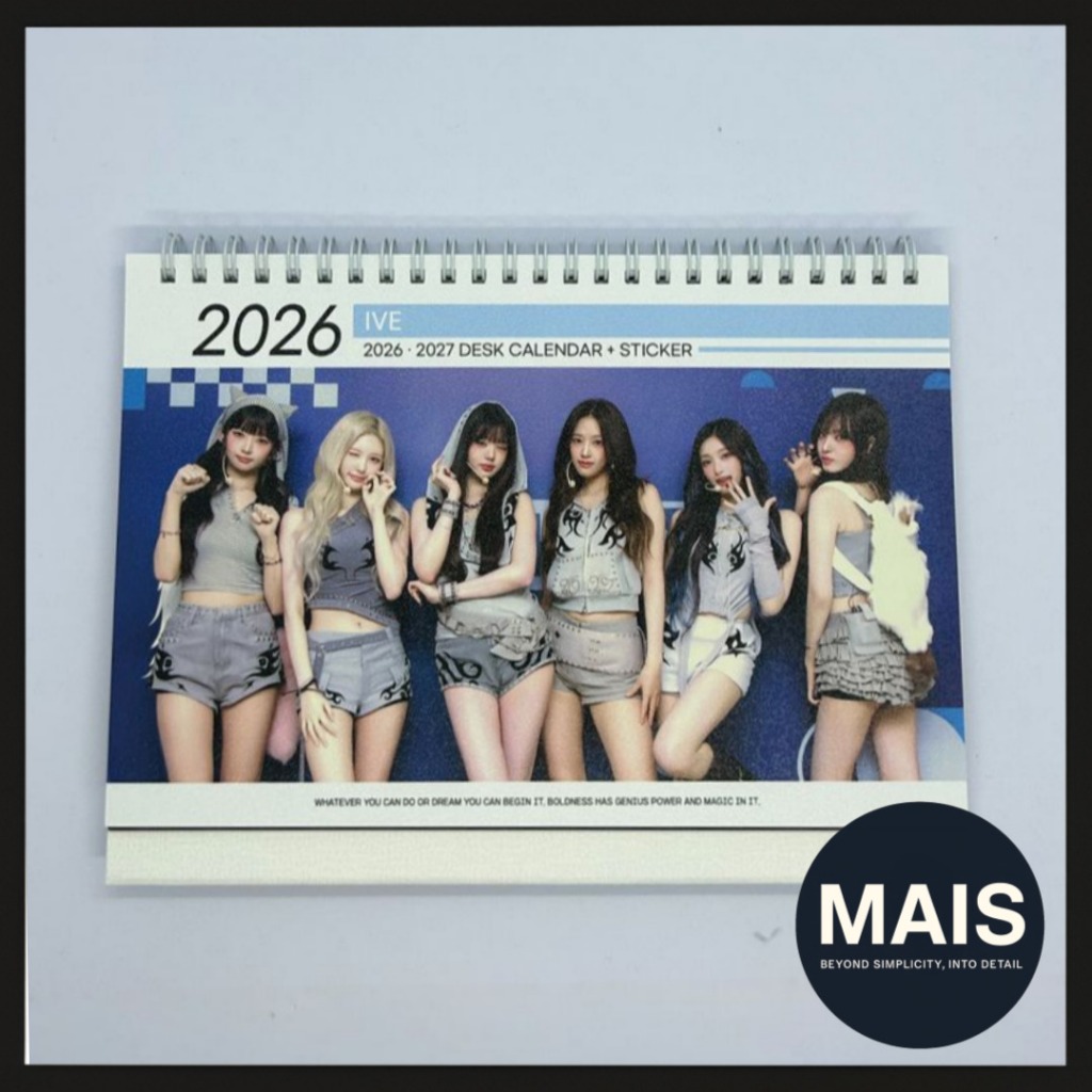 [IVE] 2026–2027 K-POP ปฏิทินตั้งโต๊ะ + สติ๊กเกอร์ / ปฏิทินภาพสองด้าน