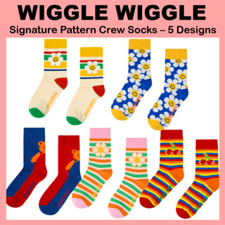 [WIGGLE WIGGLE] ถุงเท้าลูกเรือลายลายเซ็น 5 ดีไซน์ หมียิ้ม ลา…