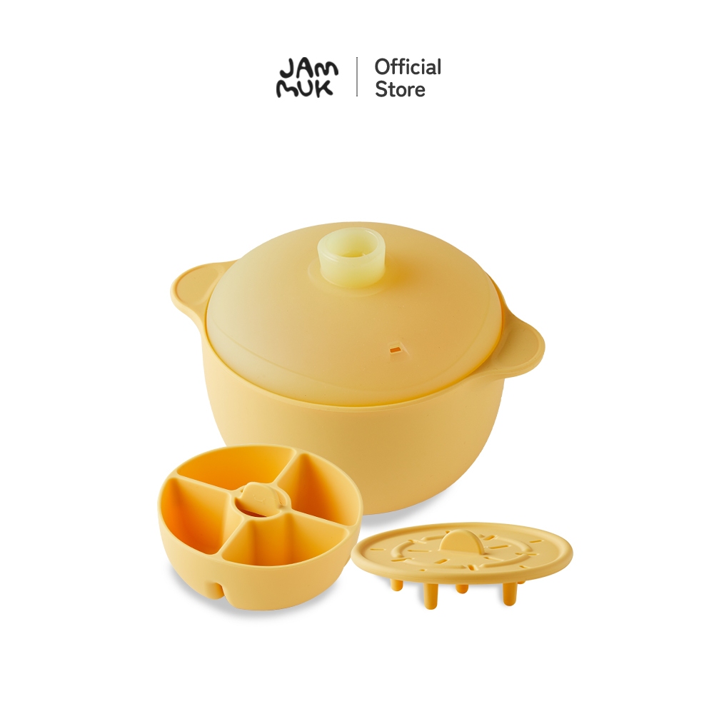 [Malang Honey] JAMMUK หม้อนึ่งอาหารเด็กซิลิโคน พร้อมฝาปิด – เข้าไมโครเวฟ/หม้อนึ่งได้ | ถาด/ฉากกั้นแยกช่อง | ใช้ง่าย ปลอดภัย ผลิตจากซิลิโคนเกรดอาหาร