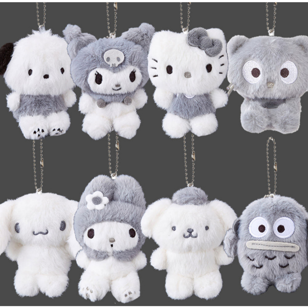 Sanrio Monochrome Plush Bag Charm พวงกุญแจ – 8 ซม. มินิตุ๊กตานุ่ม