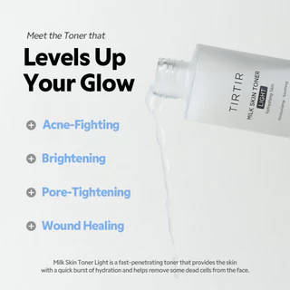 [TIRTIR] Milk Skin Toner Light 150 มล. / 50 มล. / 20 มล. (น้ําหนักเบา, ไนอะซินาไมด์ 4%, ไม่เหนียวเหนอะหนะ, ดูแลสิว, กระชับรูขุมขน, ควบคุมความมัน)
