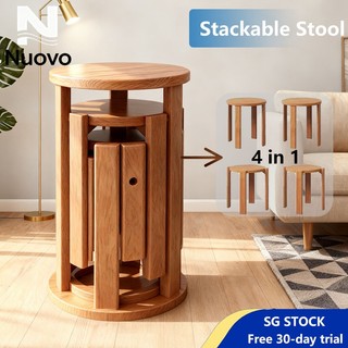 【Next-day Delivery】Solid Wood Stool with Wheels - Stackable Foldable Chair for Dining & Living RoomSpace-Saving