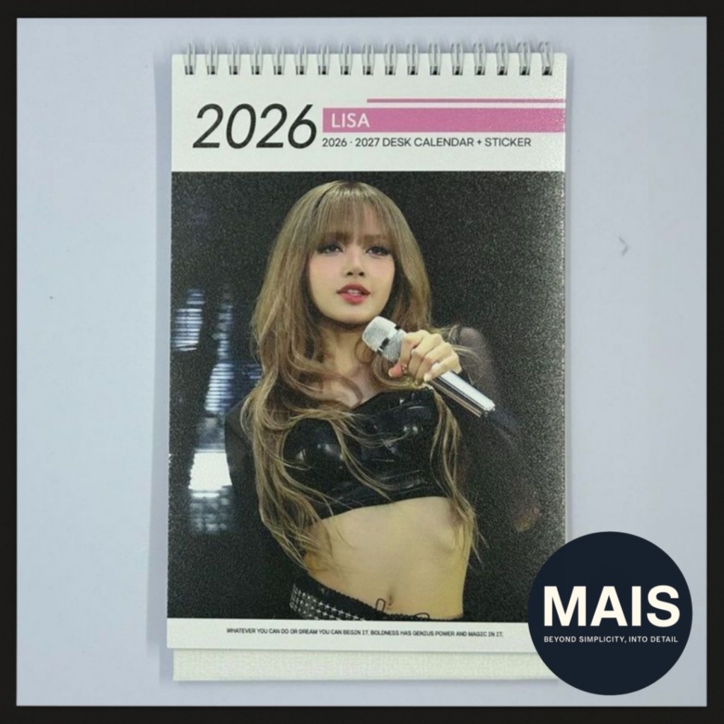 [LISA – BLACKPINK] 2026–2027 ปฏิทินตั้งโต๊ะ K-POP + สติ๊กเกอร์ / ปฏิทินภาพสองด้าน