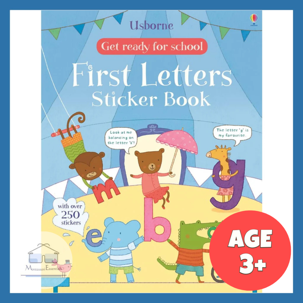 (ตัวอักษรแรก) Usborne First Sticker Book หนังสือสติกเกอร์สําหรับเด็ก กิจกรรมสําหรับเด็ก การศึกษาปฐมว