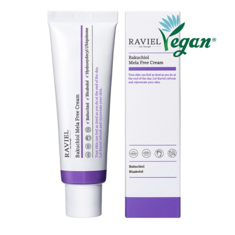 RAVIEL Bakuchiol Mela Free Cream | 50มล | เรตินอลมังสวิรัติ ทางเลือก | กระชับ กระจ่างใส & ผ่อนคลาย