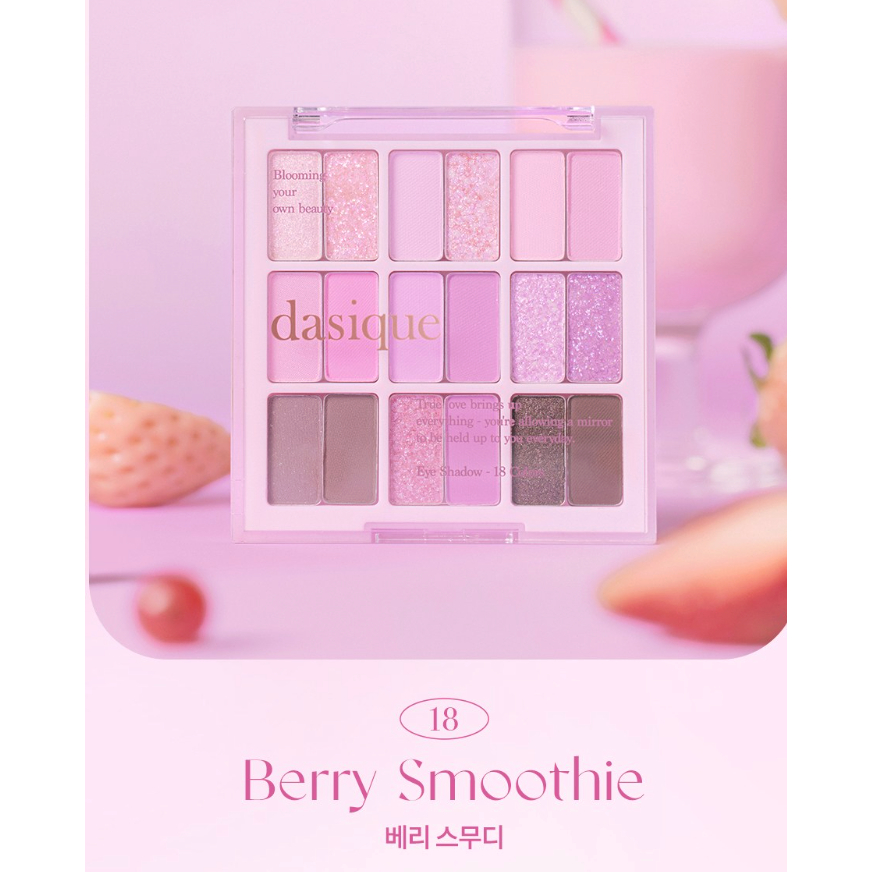 DASIQUE EYESHADOW PALETTE 18 BERRY SMOOTHIE 18-COLOR SOFT BERRY SHADES & PEARL GLITTER PALETTE