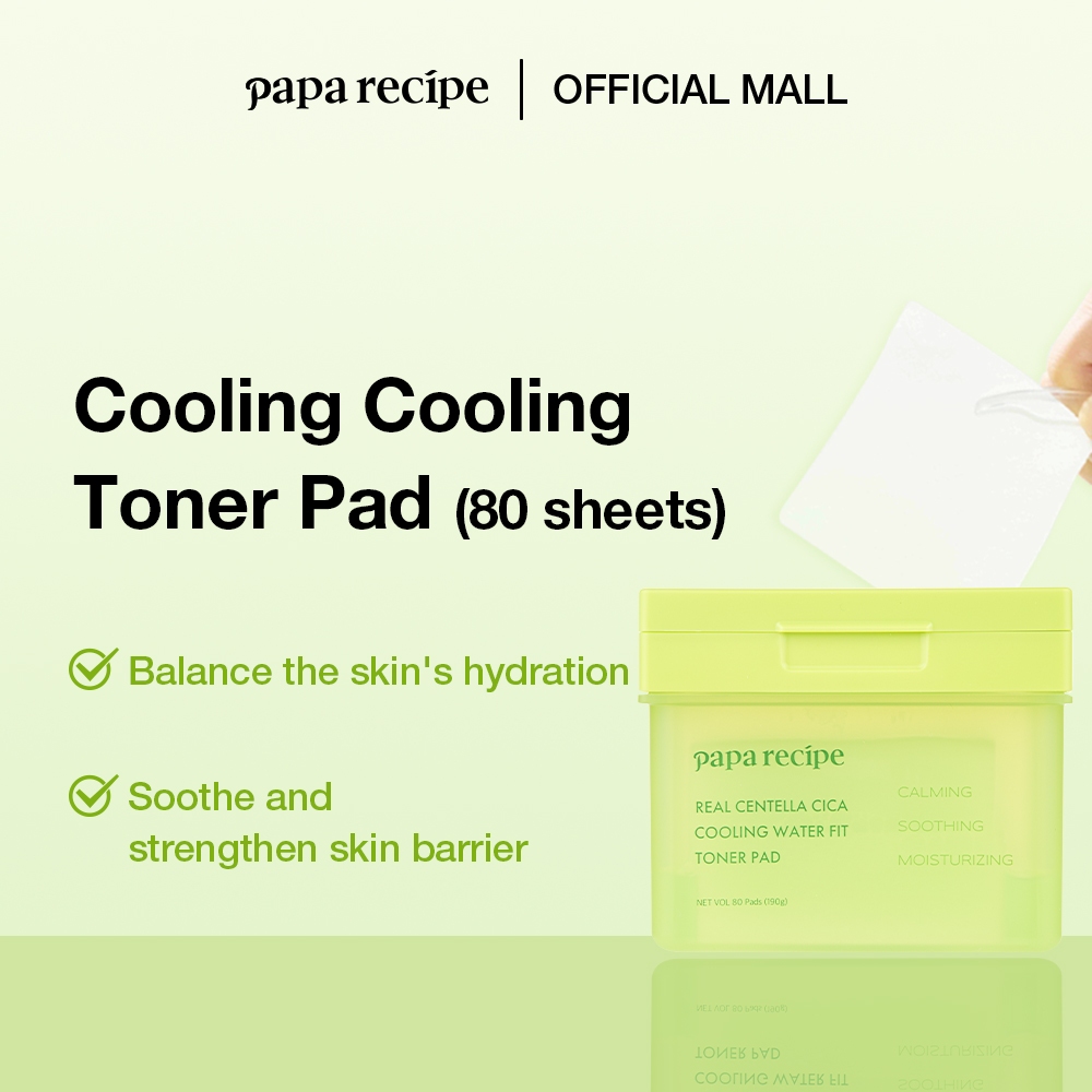 papa recipe Real Centella Cica Cooling Water Fit Toner Pad (190g * 80 แผ่น)