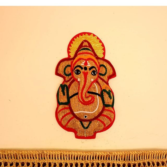 Vetiver Manpa พระพิฆเนศ ji รูปปั้น, Ganpati แขวนผนังประติมากรรม Manpa Lord Ganesh Idol Lucky Feng Sh