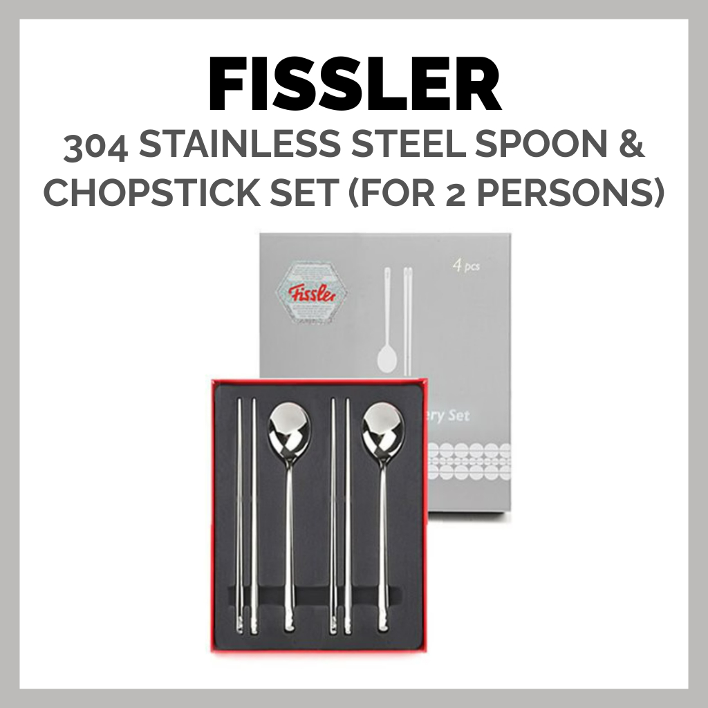 [Fissler แท้] ชุดช้อนและตะเกียบสแตนเลส 304 พรีเมี่ยม (2-Person)– ฉบับกล่องของขวัญเกาหลี Made
