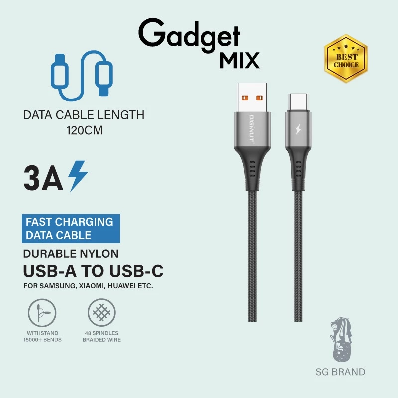 Gadget Mix สายชาร์จ USB-A to Type-C/Micro รุ่น BA-1238C/BA-1238R/BC-1238C/BC-0238C 3A 1.2M thumbnail 3