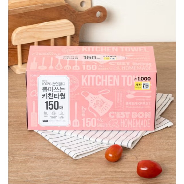 [เกาหลี daiso] ผ้าขนหนูครัวแบบหยิบได้ 150ea