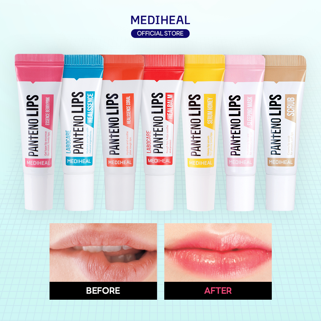 [BEST][Official] MEDIHEAL Pantenolips 10ml 7 สูตร - บำรุงล้ำลึก / Color Care  (ลิปบาล์มชุ่มชื้นสูง / สครับ / ลิปเซรั่ม / สลีปปิ้งมาสก์ / ลิปบาล์มมีสี)