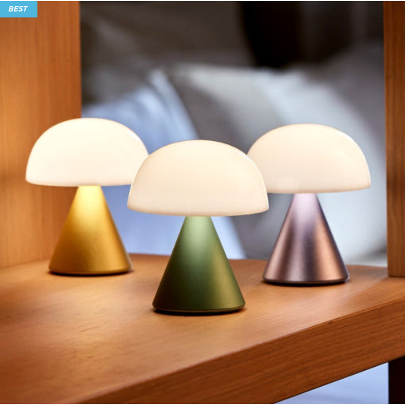 LEXON Mina S โคมไฟ LED ไร้สาย | ไฟอารมณ์เห็ดแบบพกพา,โคมไฟตั้งโต๊ะแบบชาร์จไฟ USB-C,หรี่แสงได้แสงอุ่นแ