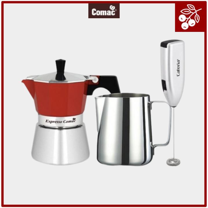 Comac Induction Moka Pot Set – ED1 3 ถ้วย Moka Pot + S3 600ml เหยือกนึ่งนม + เครื่องตีฟองนมไฟฟ้า CEM