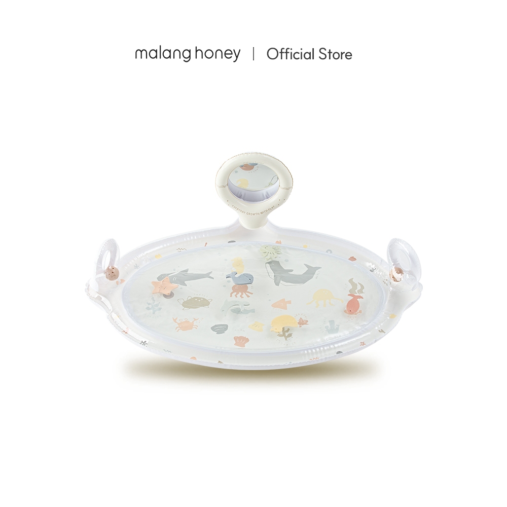 [Malang Honey] Malang Honey Tummy Time Water Mat Tactile Play พร้อมกระจกและกระดิ่งสีสําหรับทารก 0-12