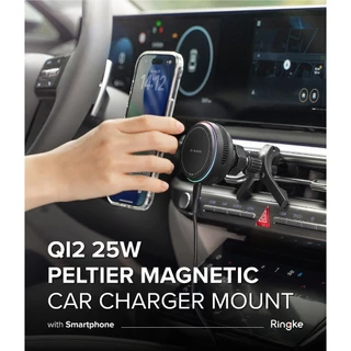 Ringke Qi2 25W Peltier Magnetic Car Charger Mount สําหรับสมาร์ทโฟนที่วางโทรศัพท์แม่เหล็กน้ําหนักเบาที่แข็งแกร่ง