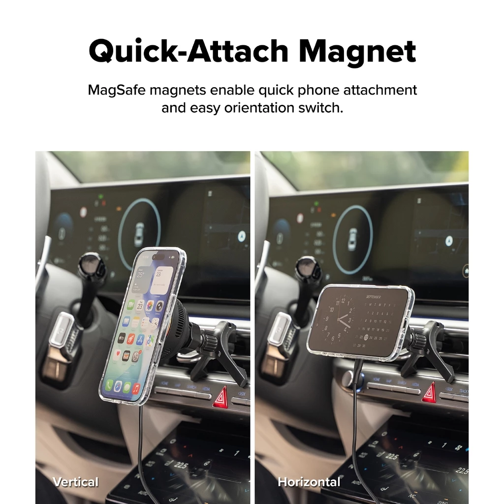 Ringke Qi2 25W Peltier Magnetic Car Charger Mount สําหรับสมาร์ทโฟนที่วางโทรศัพท์แม่เหล็กน้ําหนักเบาที่แข็งแกร่ง thumbnail 7