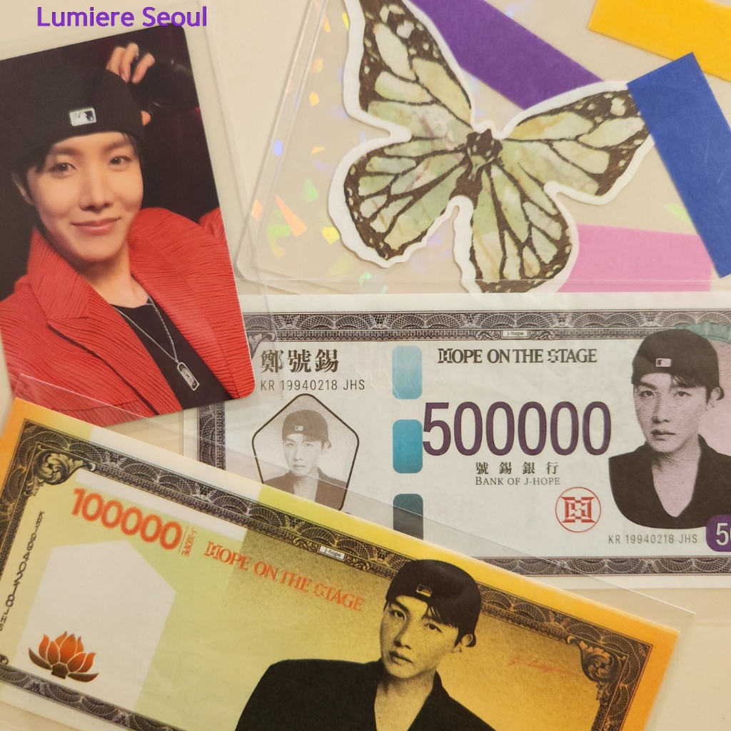 J-HOPE ON THE STAGE JAPAN Photocard + HOBI MONEY Japan/Macau + Butterfly & Confetti Set