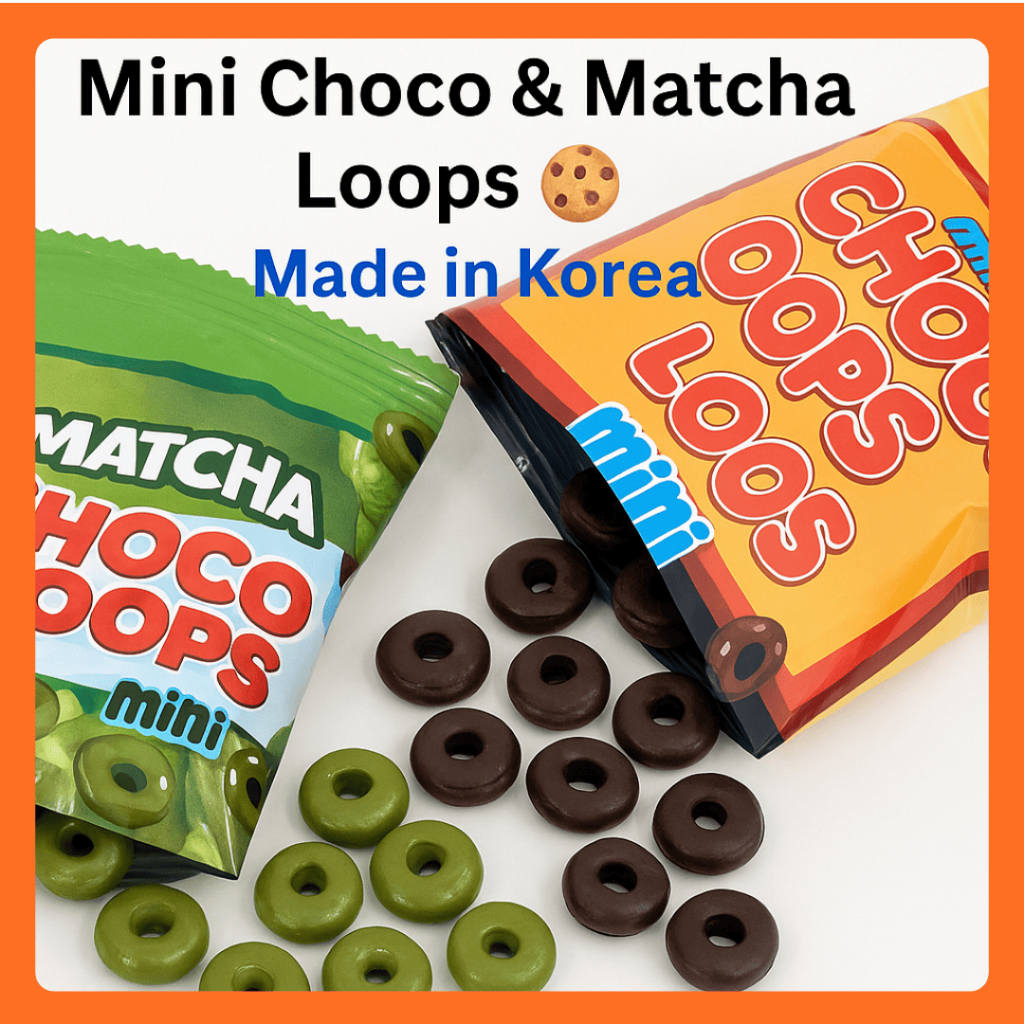 [ผลิตในเกาหลี] Mini Choco Loops / Matcha Choco Loops Cookies 40g / ขนมเกาหลี / แพ็คพกพา