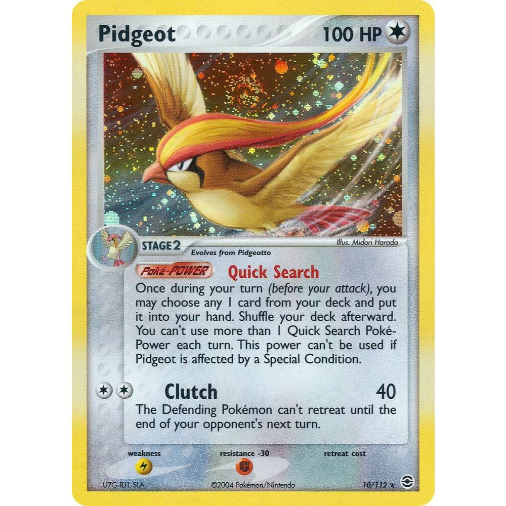 การ์ดโปเกมอนภาษาอังกฤษ Pidgeot - 10/112 - Holo Ex Fire Red & Leaf Green Singles