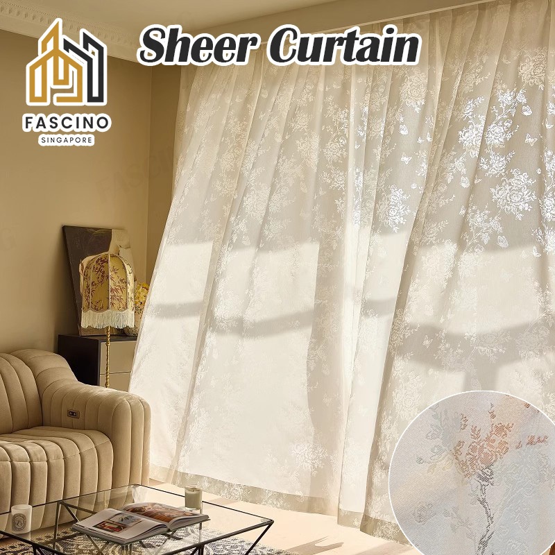SGSheer Curtain Vintage Window Day Light Curtain for Bedroom Living Room