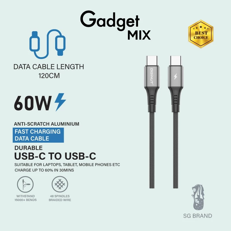 Gadget Mix สายชาร์จ USB-A to Type-C/Micro รุ่น BA-1238C/BA-1238R/BC-1238C/BC-0238C 3A 1.2M