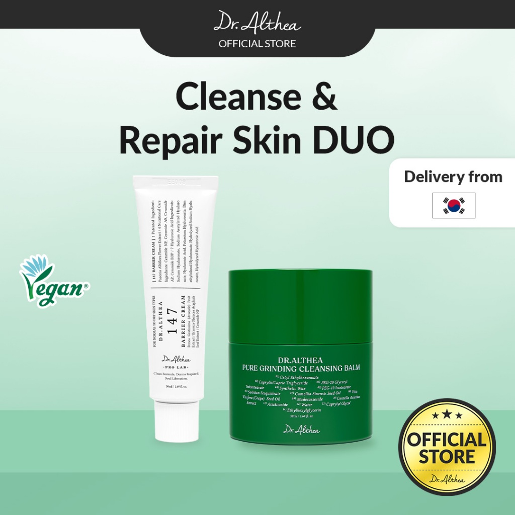 Dr.Althea Cleanse & Repair Skin DUO | 147 Barrier Cream 50ml + บาล์มทําความสะอาดบดบริสุทธิ์ 50ml
