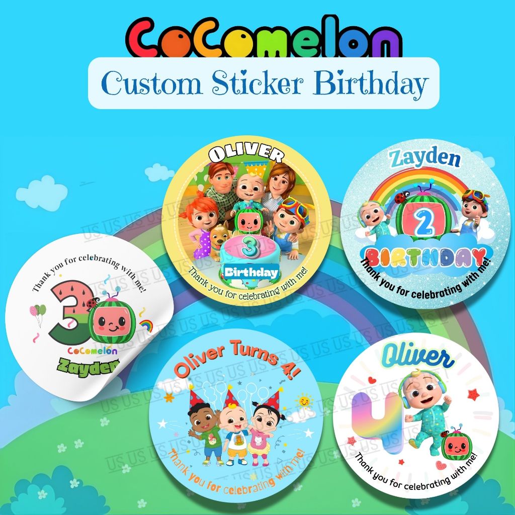 SG Seller personalizatio Cocomelon series Custom Birthday Custom Goodie Sticker Birthay Sticker