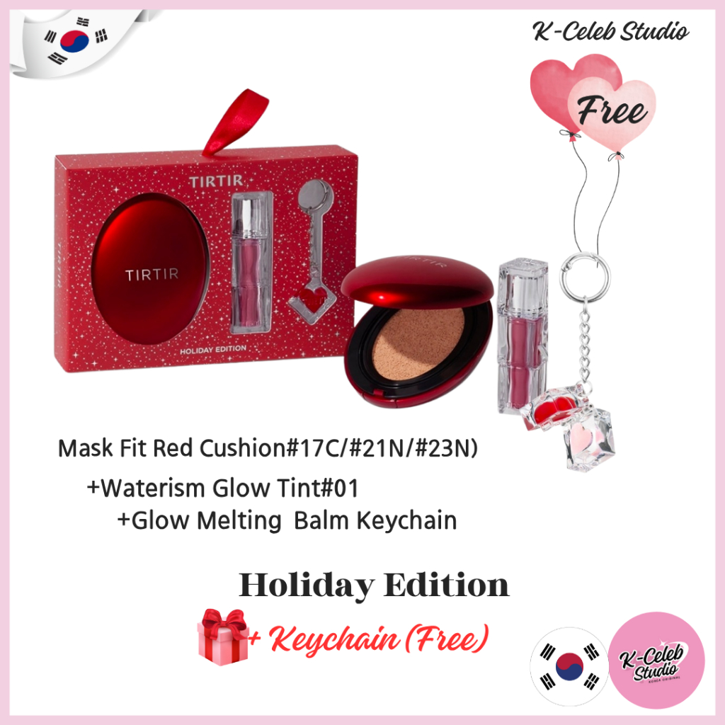 Tirtir Mask Fit Red Cushion+Waterism Glow Tint+Melting Balm keychain Holiday Edition