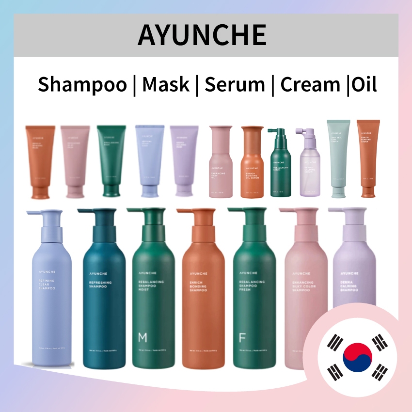 [ AYUNCHE ] การปรับสมดุล, สดชื่น, Derma Carming, Enrich Bonding, Enhancing Silky, Rinning | แชมพูสระ