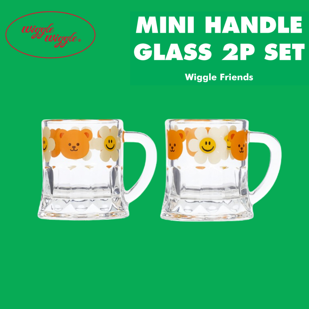 WIGGLE WIGGLE Mini Handle Soju Glass 2P Set (60ml) Wiggle Friends, K-Design