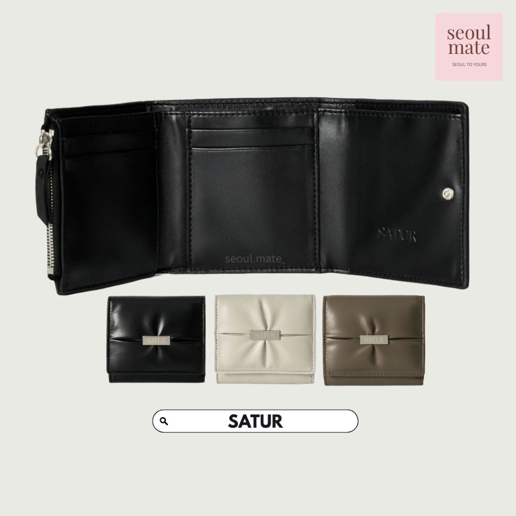 [ จากประเทศเกาหลีใต้ ] SATUR Orta Cushion Wallet สีน้ําตาล, ดํา, สีกากี
