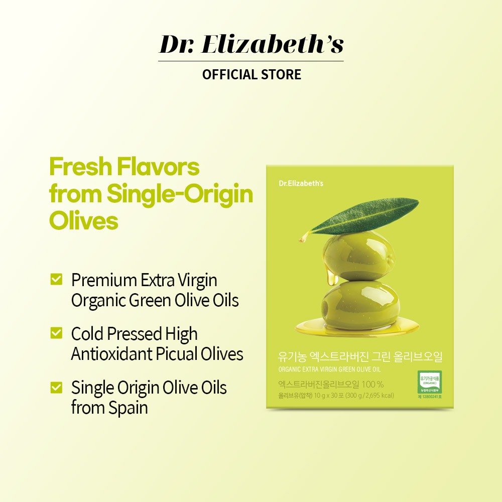 ดร. Elizabeths ORGANIC EXTRA VIRGIN GREEN OLIVE OIL (10g X 30 Stick)
