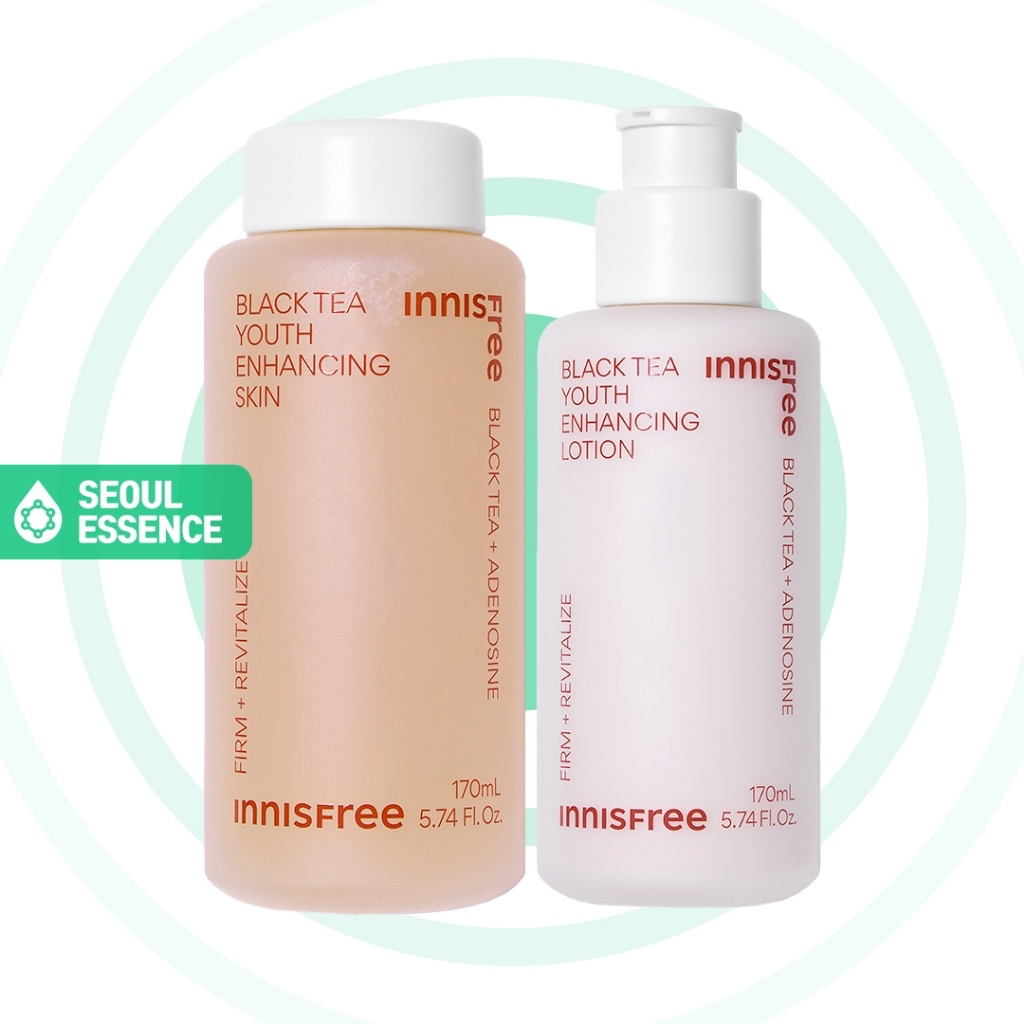 Innisfree Black Tea Youth Enhancing Skin 170ml / Emulsion 170ml / Gift Set - Anti-Aging, Hydrating Toner & Emulsion