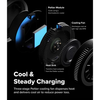 Ringke Qi2 25W Peltier Magnetic Car Charger Mount สําหรับสมาร์ทโฟนที่วางโทรศัพท์แม่เหล็กน้ําหนักเบาที่แข็งแกร่ง