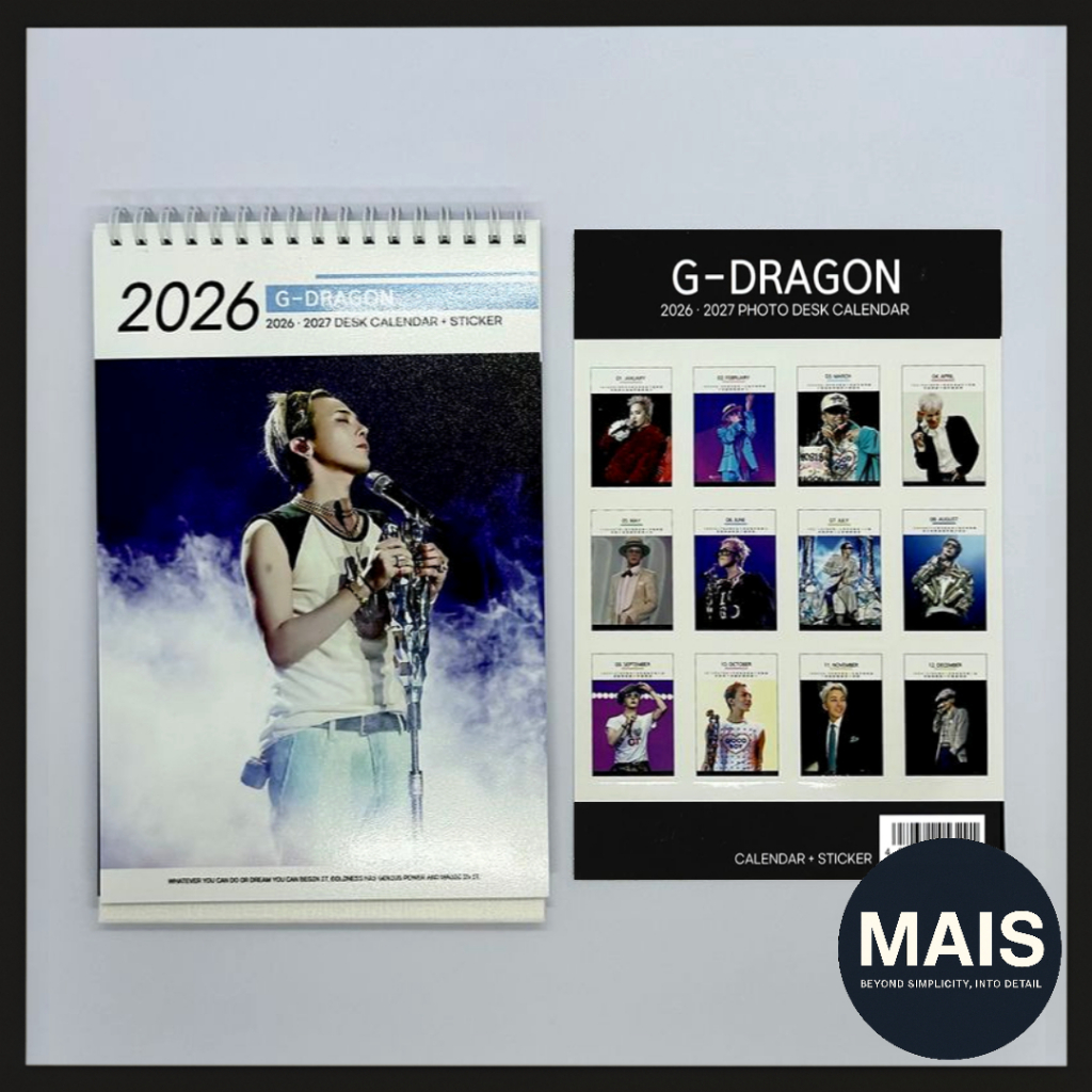 [G-DRAGON] 2026–2027 BIGBANG GD ปฏิทินตั้งโต๊ะ + สติ๊กเกอร์ / ปฏิทินภาพสองด้าน