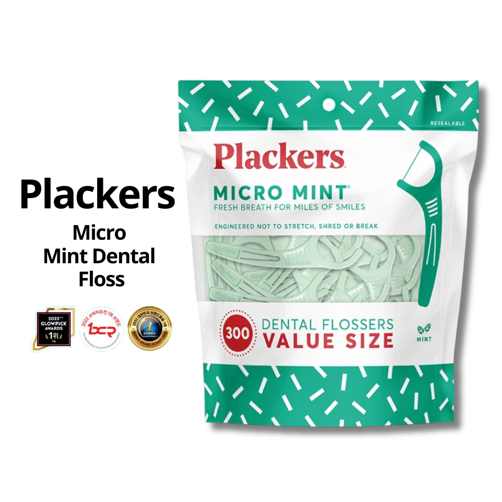 Plackers ไหมขัดฟันไมโครมิ้นต์ 300 ชิ้น | ไม้จิ้มฟัน Flosser | แปรงซอกฟัน | การดูแลช่องปากสําหรับฟัน