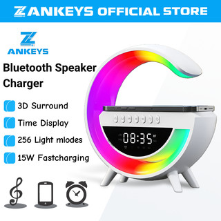 ZANKEYS Mini Bluetooth Speaker 15W Fast Charging Wireless Charger Speaker with RGB Night Light